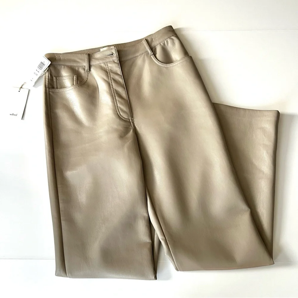 🌷NWT Vegan Leather Wilfred Light Taupe/Tan Pants. Size: 8 - Picture 1 of 16